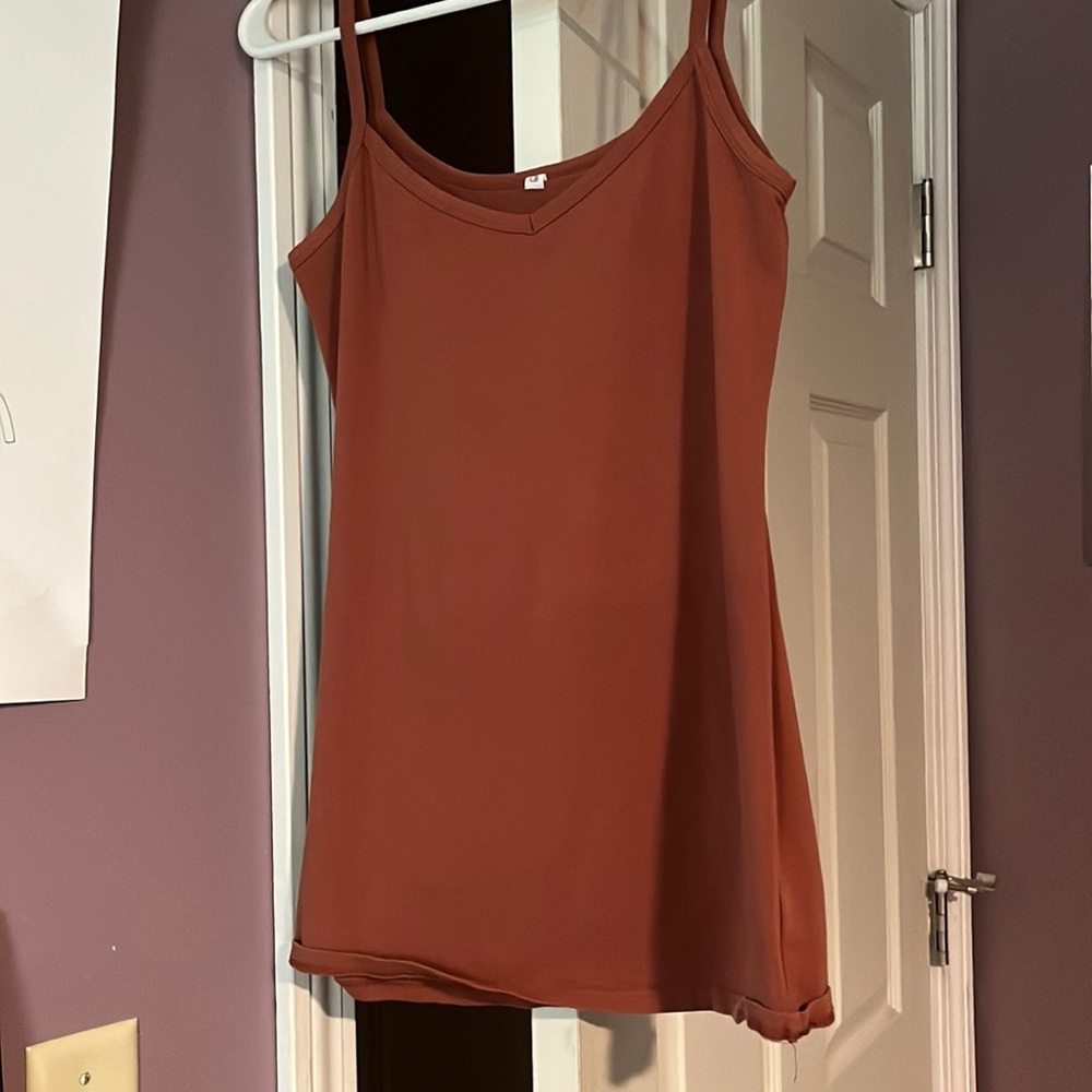 Rust brown spaghetti strap tank top